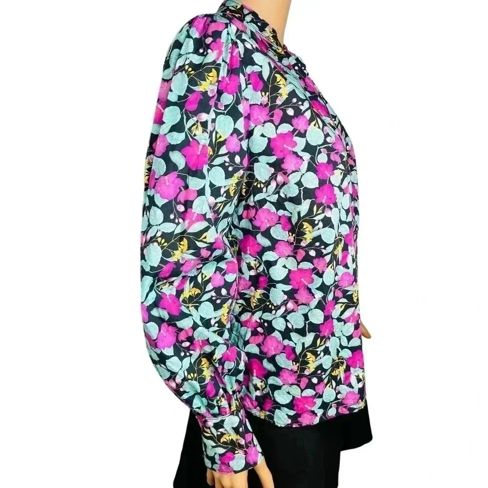 Roller Rabbit Manusa Glenda Cotton Size Top size M Floral Long Sleeve - Picture 3 of 10